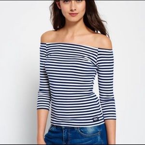 💝 Superdry Off The Shoulder Striped Shirt